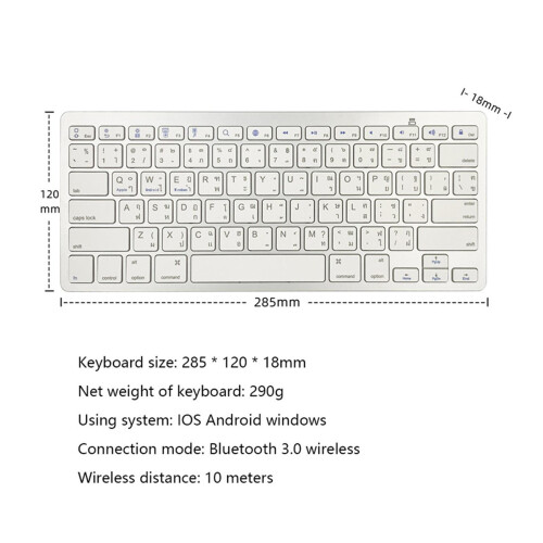 Portable Silver Mini Thai 78 Keys Wireless Bluetooth Keyboard for Tabl 1