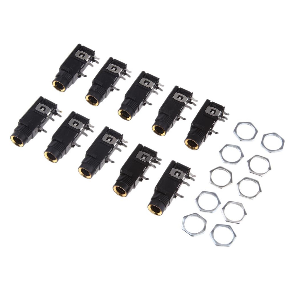 10Pieces 1/4" 6.35 Mm Stereo Audio Microphone Female Socket Jack Conne 791557507776