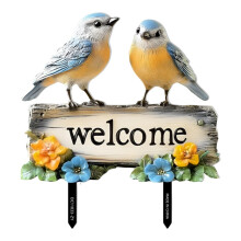 Welcome Birds Yard Sign PVC Colorful Yard Stake for Backyard Lawn Deco