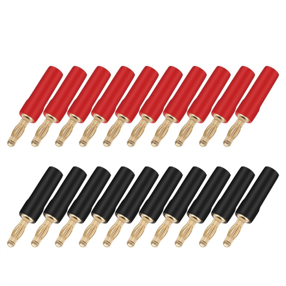 20Pcs/10Pairs Soft Plastic Shell 4Mm Banana Plugs Amplifier Speaker Jack Gold-Plated Banana Connector Brass 9189345690785