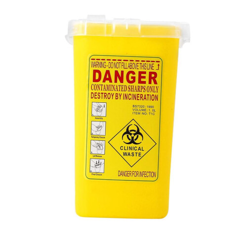 Sharps Container Biohazard Needle Disposal  Tattoo Waste Bin 1 Litre 1