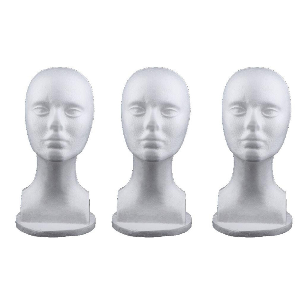 3x Female Foam Mannequin Head for Wig Making Display Stand Hat Holder