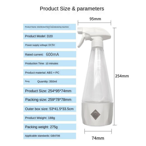 350ml DIY Portable Rechargeable USB Detergent Generator Maker White 1