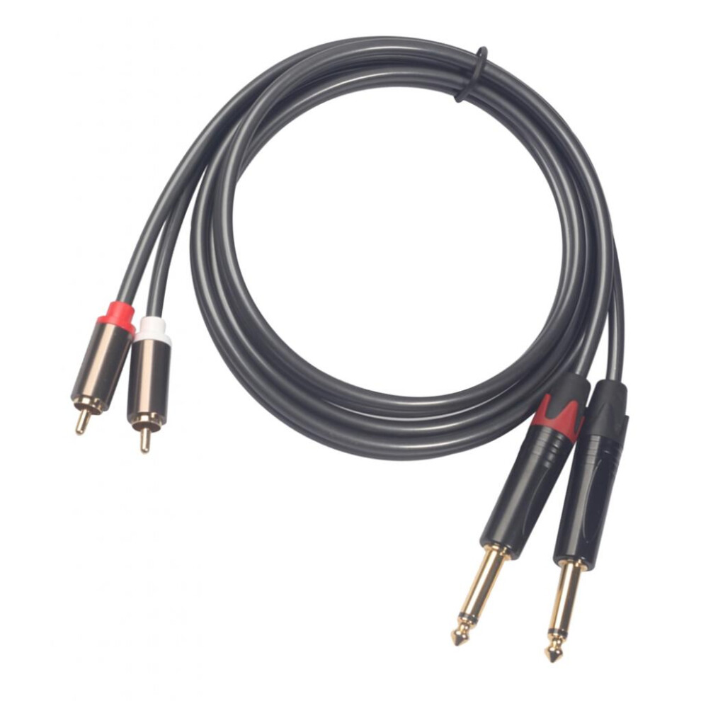 1.5M 2X6.35mm Male To 2Rca Male Stereo Audio Cable Plated Gold 780229324896