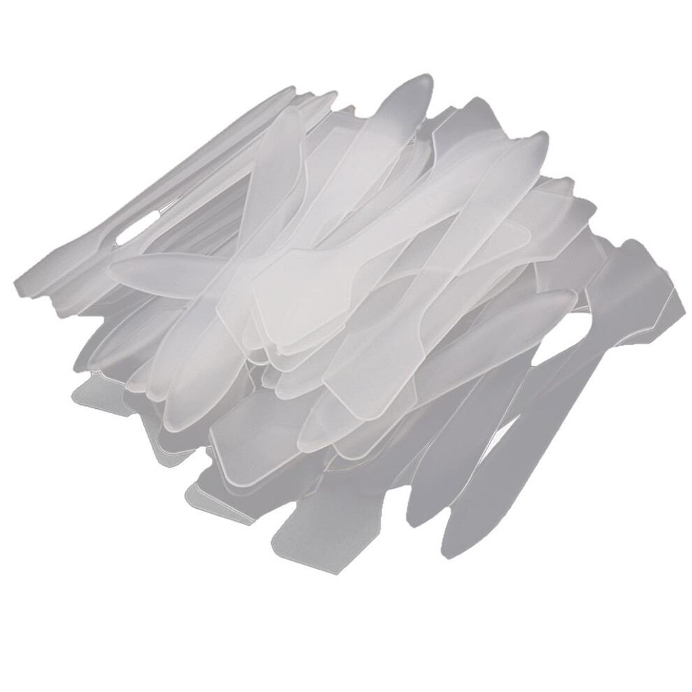 White 100Pcs Plastic Disposable Cosmetic Spatulas Spoons For Mixing&Sa