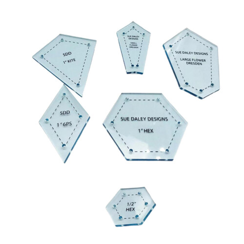 300Pcs Sew Easy Mini Patchwork Quilting Templates 6 Shapes Ruler Stenc