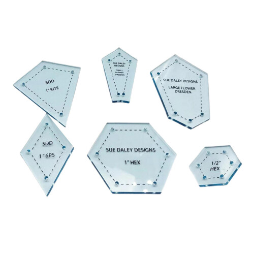 300Pcs Sew Easy Mini Patchwork Quilting Templates 6 Shapes Ruler Stenc 1