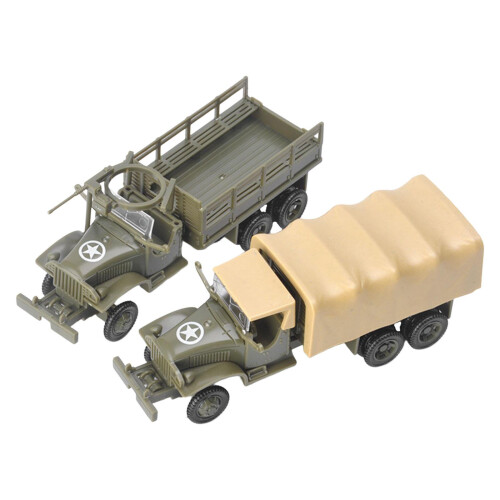 2Pcs Simulation 1/72 4D Assemble Truck Micro Landscape Car Sand Table