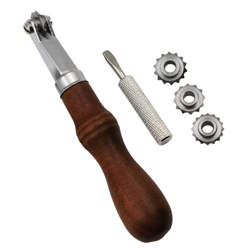 Leather Needle Point Tracing Wheel with Wooden Handle for Cross Stitch 2