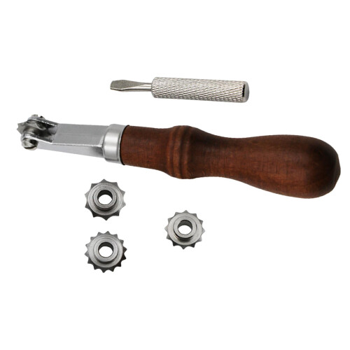 Leather Needle Point Tracing Wheel with Wooden Handle for Cross Stitch 1