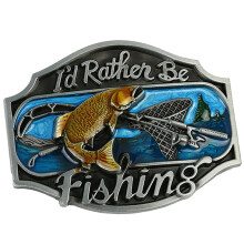 Fishing Pattern Alloy Belt Buckle Cowboy Gift Western Men's Accesory