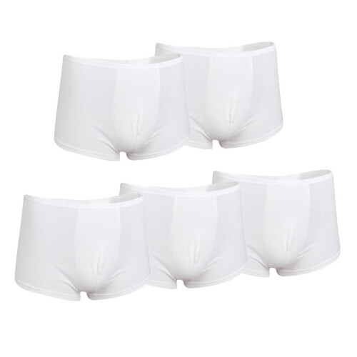 5Pack Men's White Regular Absorbency Washable Incontinence Boxer Brief 1
