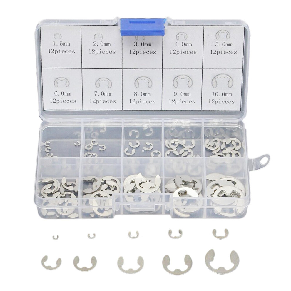 120Pcs Stainless Steel E-Clip Retaining Circlip Assortment Kit 1.5Mm-1 788319472472