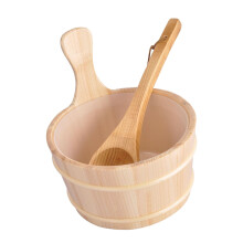 4L Large Capacity Wooden Sauna Barrel Equipped and Ladle for Sauna Bat
