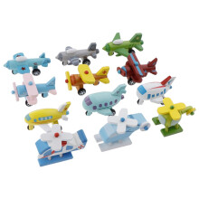12 Pieces Colorful Wooden Aeroplanes Aircraft Plane Model Set Toys for