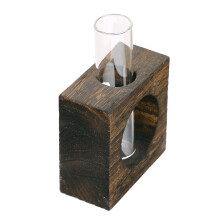 Glass Planter Test Tube Vase in Wooden Stand for Hydroponic Plants