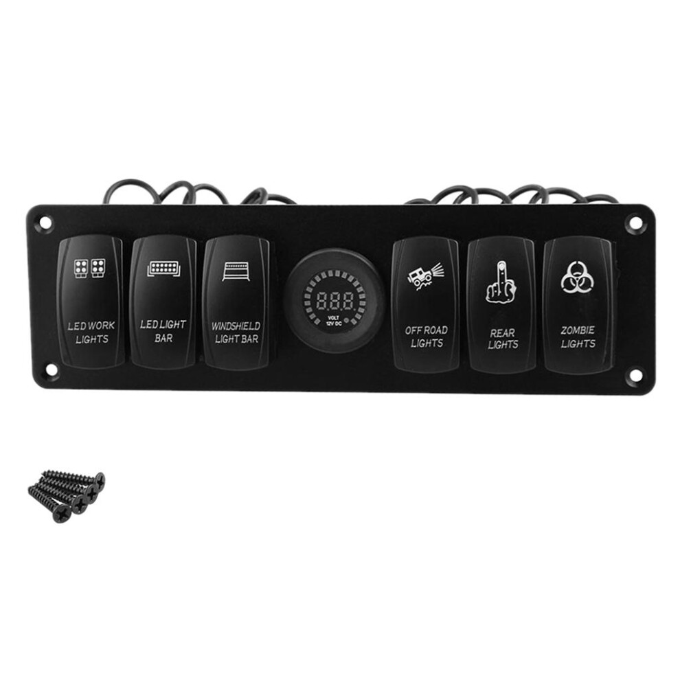 6 Gang Rocker Switch Panel With Voltmeter 769948322284