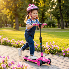 (Pink) AIYAPLAY Electric Scooter for Age 6-10, 3 Wheel Foldable Kids Scooter, Blue