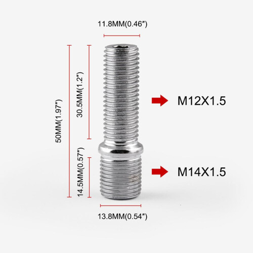20X Extend Wheel Stud Conversion Screw Adapter For    M14*1.5-M12*1.5 1