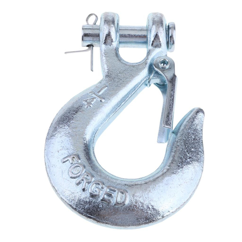 1/4" Winch Hook For Clevis Safety Latch For Trailer Atv Boat To Silver 793546965369