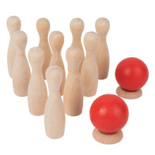 Wood Bowling Set Skittles Toys Early Learning for Baby Toddlers Lawn G