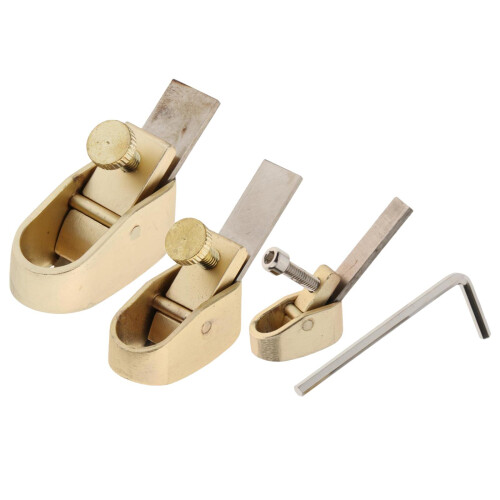 3x Brass plane Violin making luthier tool woodworking thumb plane Gold 1