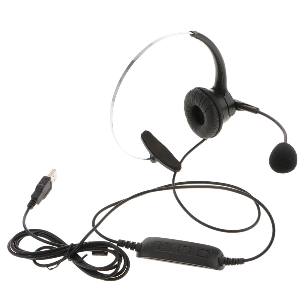 Call Center Monaural Usb Plug Headset Headphones With Mic For Computer 755330401651
