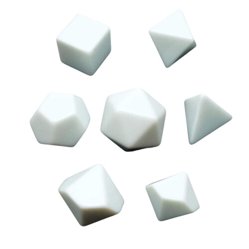 7Pcs White Empty Dices for Dices Making, Role Playing Game, Party Supp