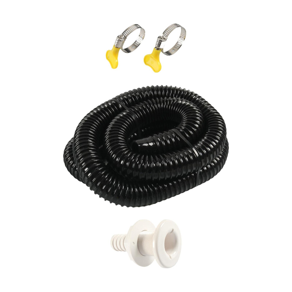 Bilge Pump Hose 1-1/8-Inch Dia Plumbing Kit Thru Hull Fitting Re Black 783362104608