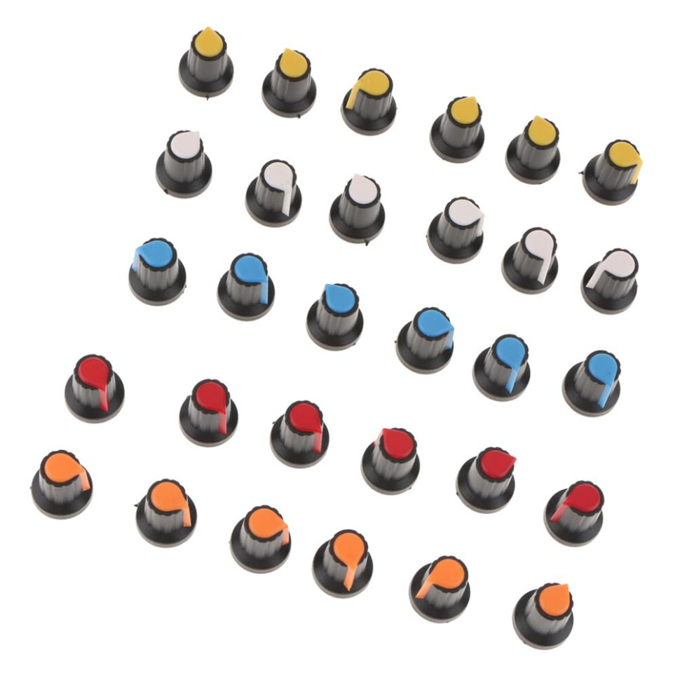 30Pcs Wh148 Ag2 Potentiometer Knob Hat Yellow Orange Blue White Red 766412702429