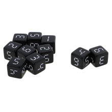 Set of 10 D6 Dice Six Sided Die Black with White Numbers for Board Gam