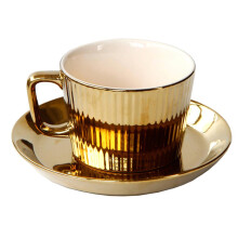 Gold Plated Tea/Coffee Cup &Saucer Set Ceramic Espresso Latte Coffee C