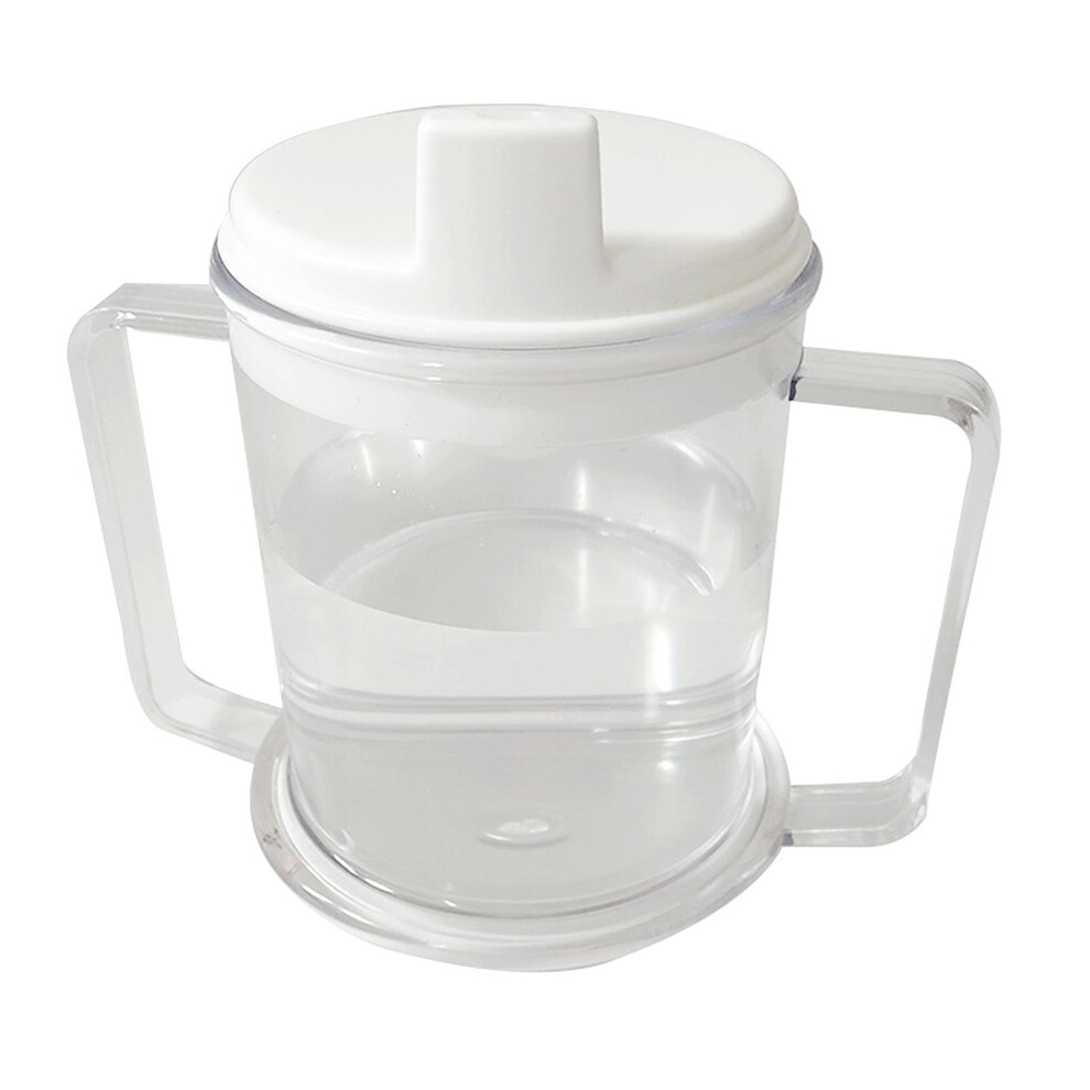 Plastic Mug Dual-Handled Sippy Cup 10oz. Drinking Cup for Patients Eld