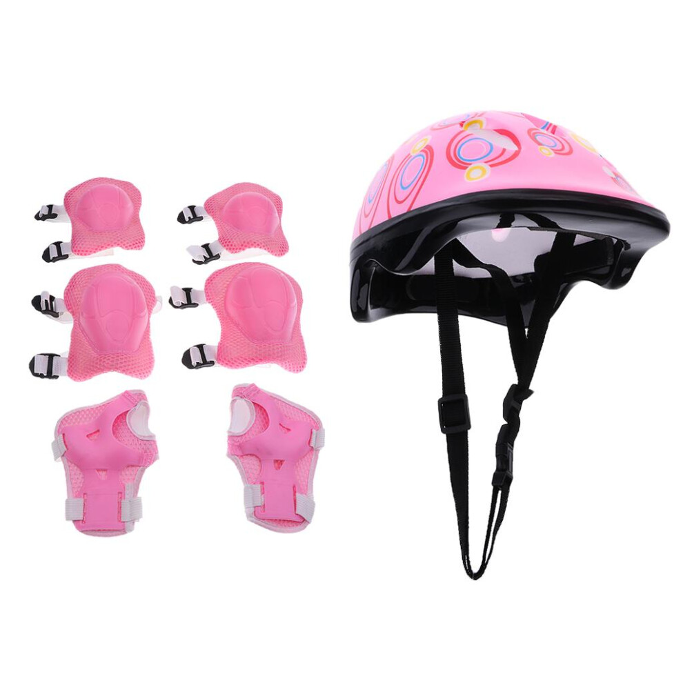 Kids Helmet Knee Elbow Wrist Protective Pad Set for Inline Skating Bik
