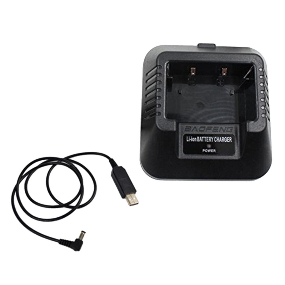 Usb Charger Adapter For Baofeng Uv-5R Dm-5R Bf-F8hp Plustwo-Way Radios 748247776943