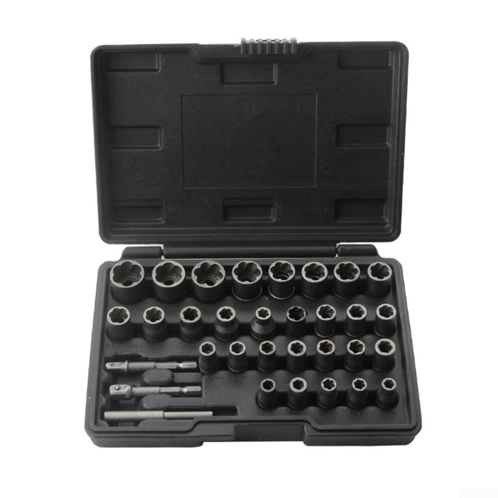 Comprehensive 32Piece Screw Extractor And Remover Set With 1/4 And 3/8 Adapters, The Tool For Tackling Rusty Screws And Damaged Nuts. 9412369430717
