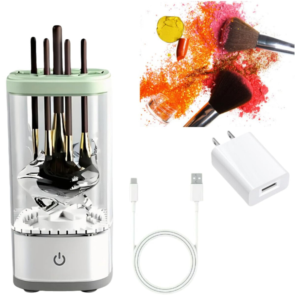 Electric Makeup Brush Cleaner Machine with USBC Charging, Automatic Brush and Sponge Washer for Women
