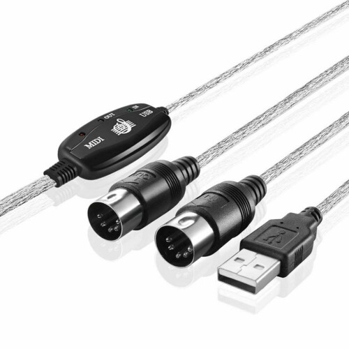 2m USB IN OUT MIDI Interface Cable Converter PC to Music Keyboard Adap 2