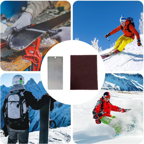 Snowboard Wax Scraper, Stainless Steel Set, Compact Tool  Cloth 2