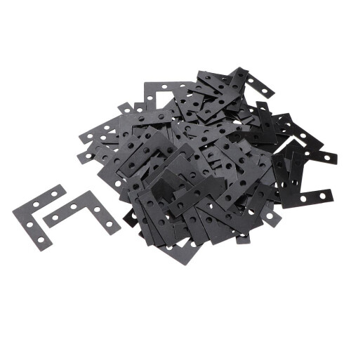 100Pcs Black L Shape Flat Corner Plate Angle Brace Bracket for Picture