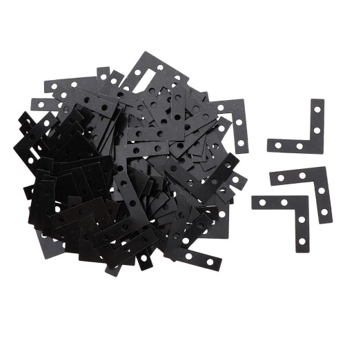 100Pcs Black L Shape Flat Corner Plate Angle Brace Bracket for Picture 1
