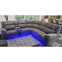 Hannah Music Microfibre Grey Electric Corner Sofa