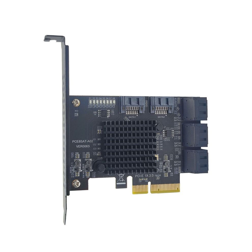 Pci-E 8 Port Sata Expansion Card Extension Board Pcie X4 To Sata3.0 6Gbps Hdd Ssd Adapter Controller 6133869961343