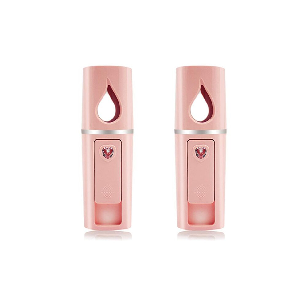Pink 2X Portable Nano Facial Mister Mini Facial Steamer Atomization Eyelash Extensions With Mirror