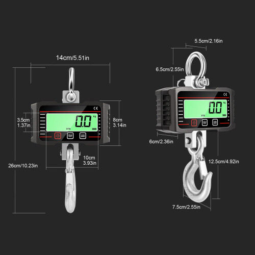 Industrial Crane Scale 2000KG/4400LBS with LCD and Remote Rugged Design 1