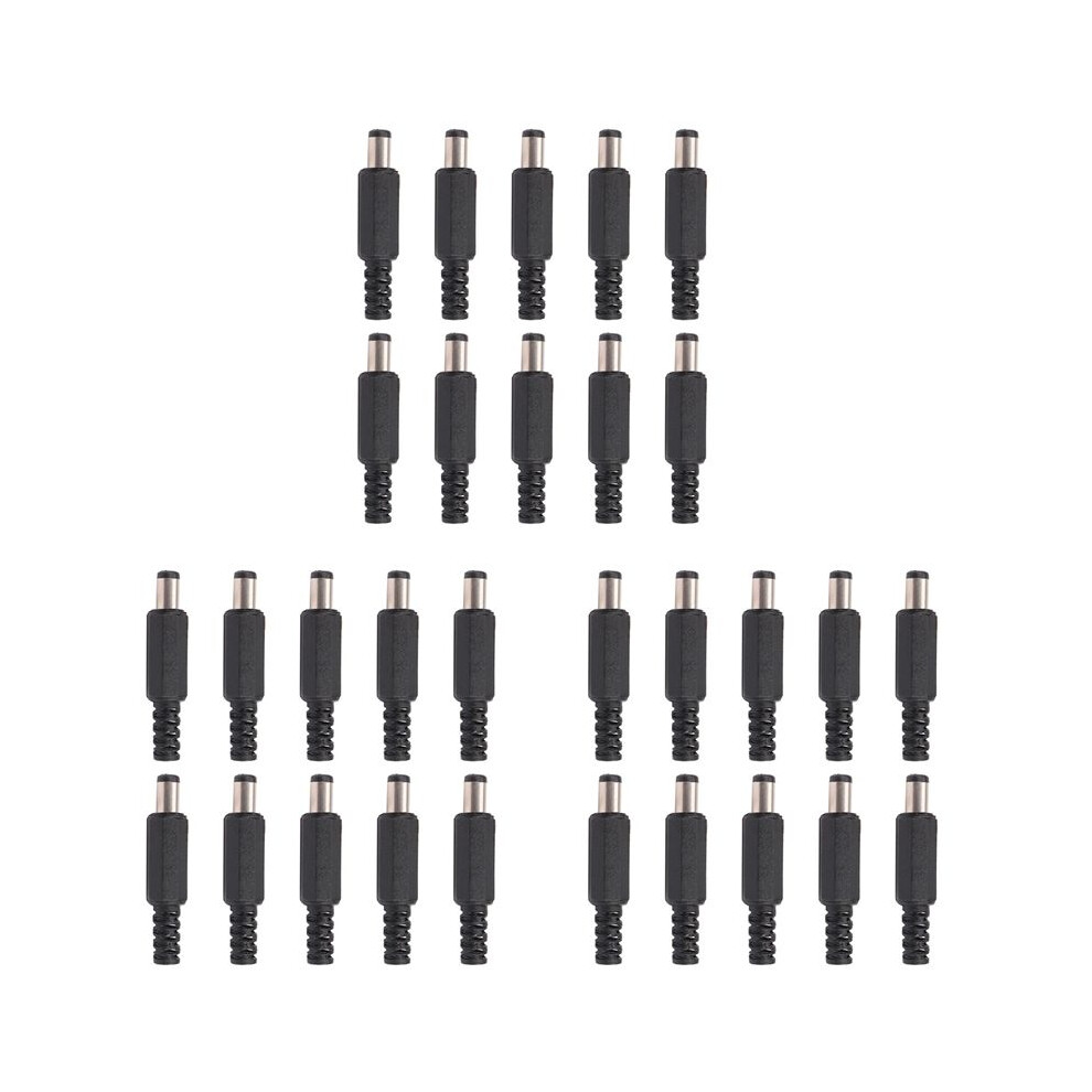 30Pcs 5.5X2.1mm Male Solder Dc Barrel Tip Plug Jack Straight Connectors For Dc Power Supply Led Lights Switch Black 4714197713228
