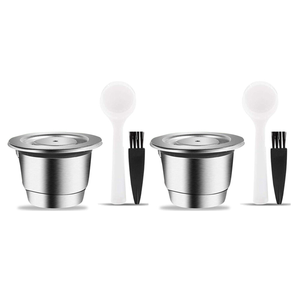 2X Espresso Refillable Capsules Reusable Nespresso Pod Espresso Coffee Pod Stainless Steel Capsules Compatible