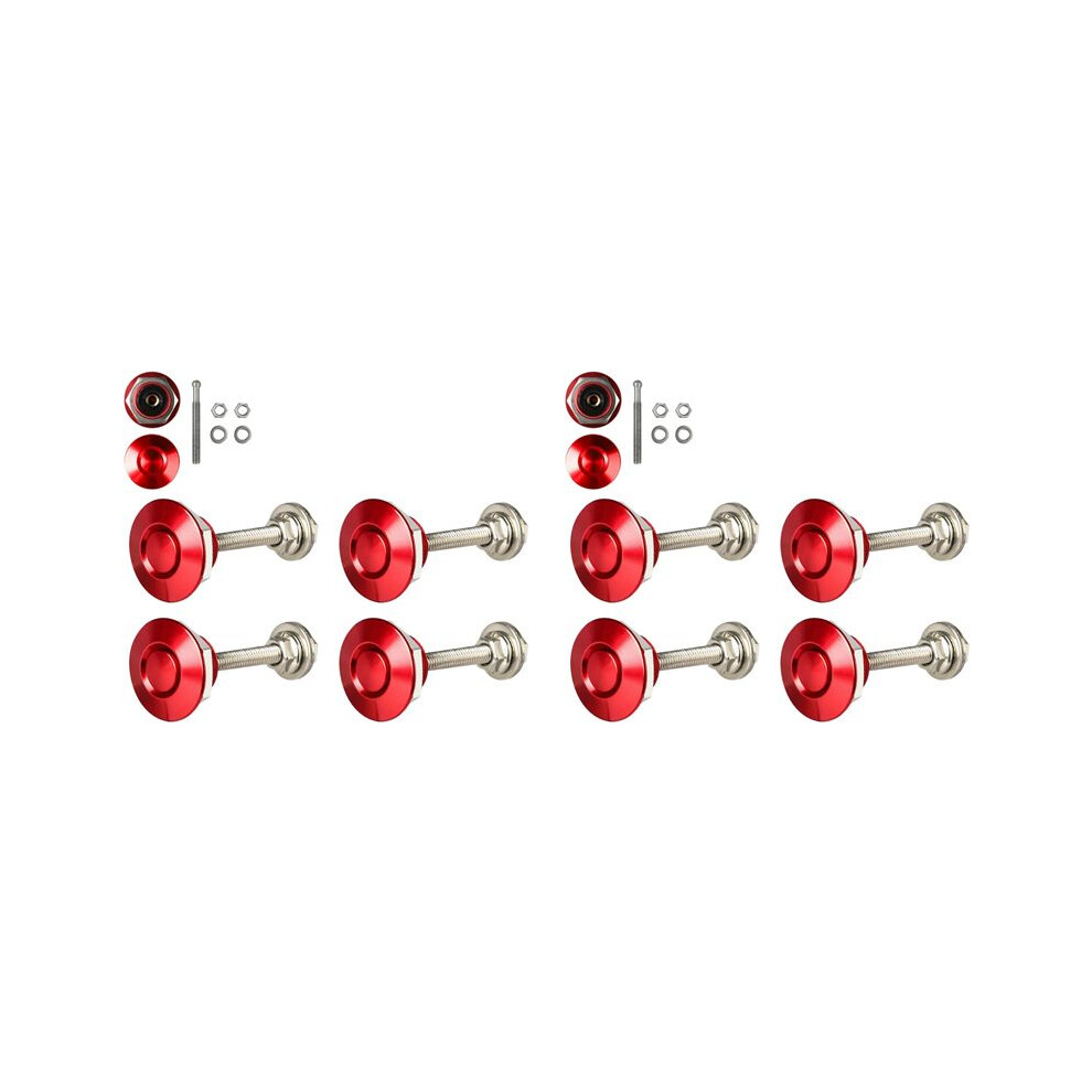 8X Quick Release Push Hood Latch Button Car Pin Bonnet Lock Bumper Clip Latches Red 4712947533744