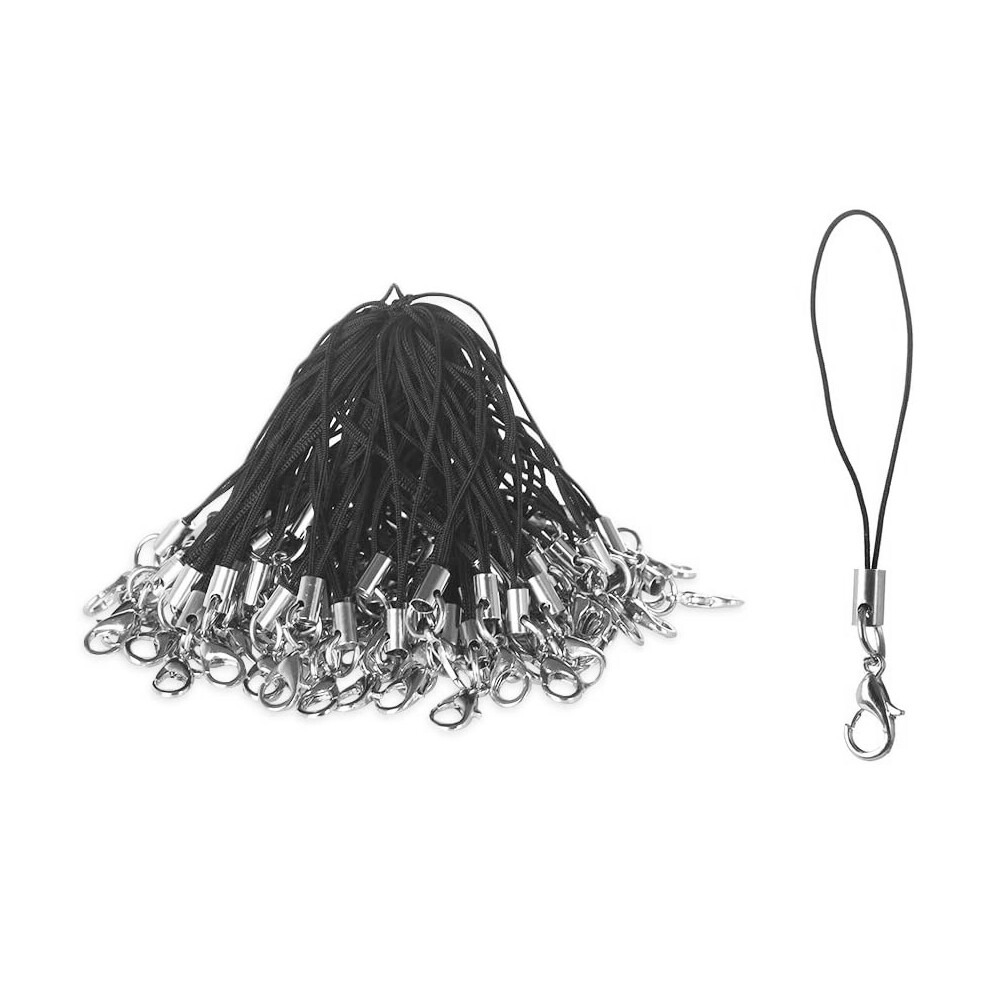 100Pcs Lanyard Lobster Clasp Lariat Cord Strap For Cellphone/Usb Drive/Keychain/Diy Jewelry Black 4713816364735