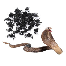 50X Plastic Black Spider Trick Toy Halloween Haunted House Prop Decor & 1x Simulation Reptile Model